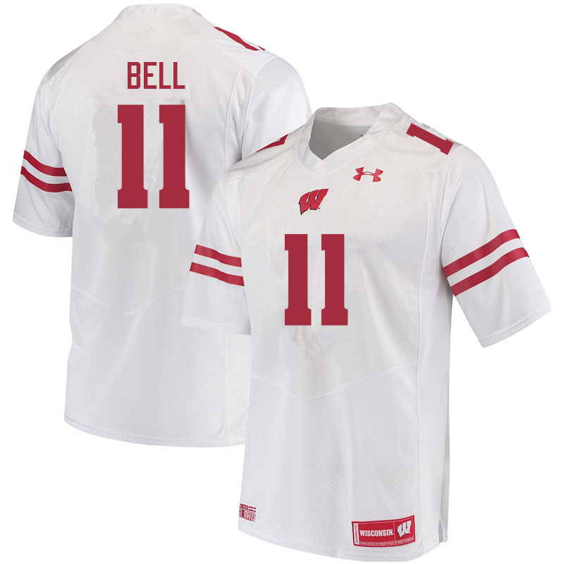 Men #11 Skyler Bell Wisconsin Badgers College Football Jerseys Sale-White - Click Image to Close
